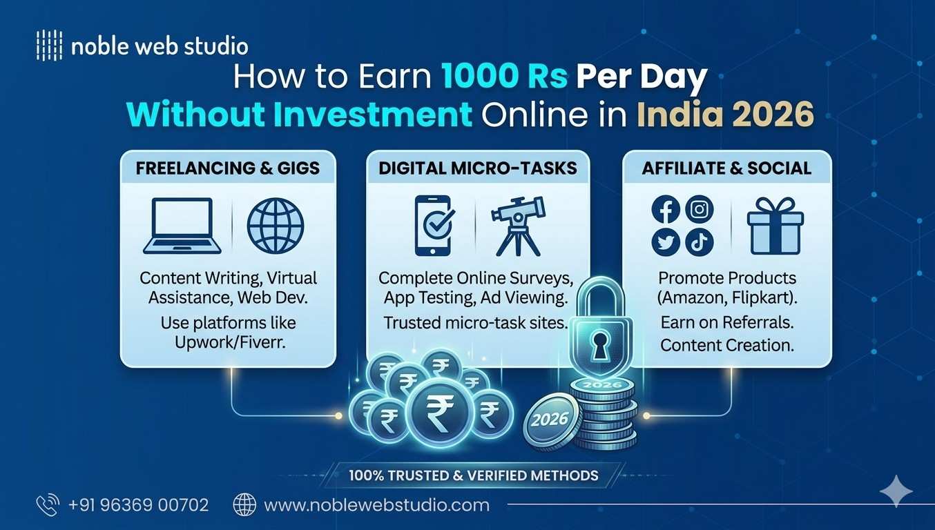 How to Earn 1000 Rs Per Day Without Investment Online in India 2026